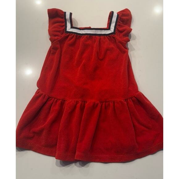 JANIE And JACK Terry Cloth Dress Girls Size 2T Swim Cover Up Red Nautical - Picture 1 of 7